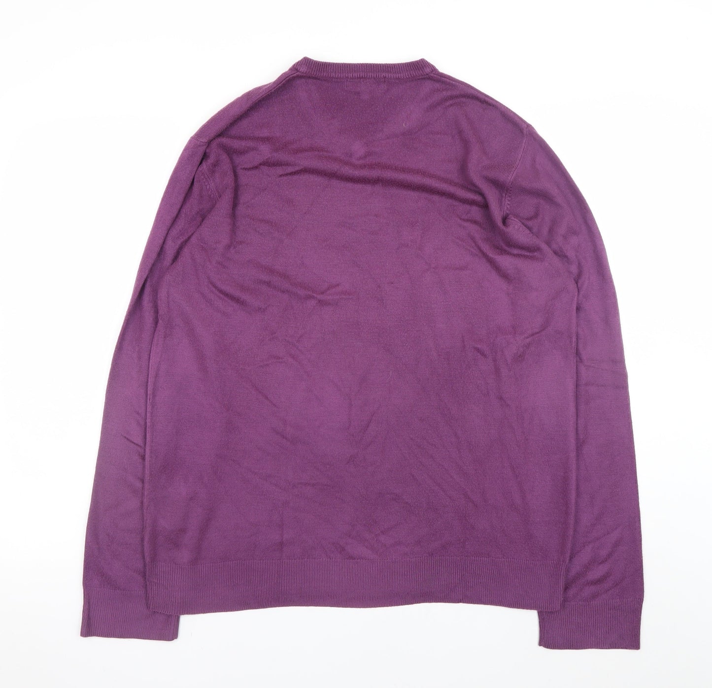 Thomas Nash Men’s Purple V-Neck Acrylic Jumper Size L