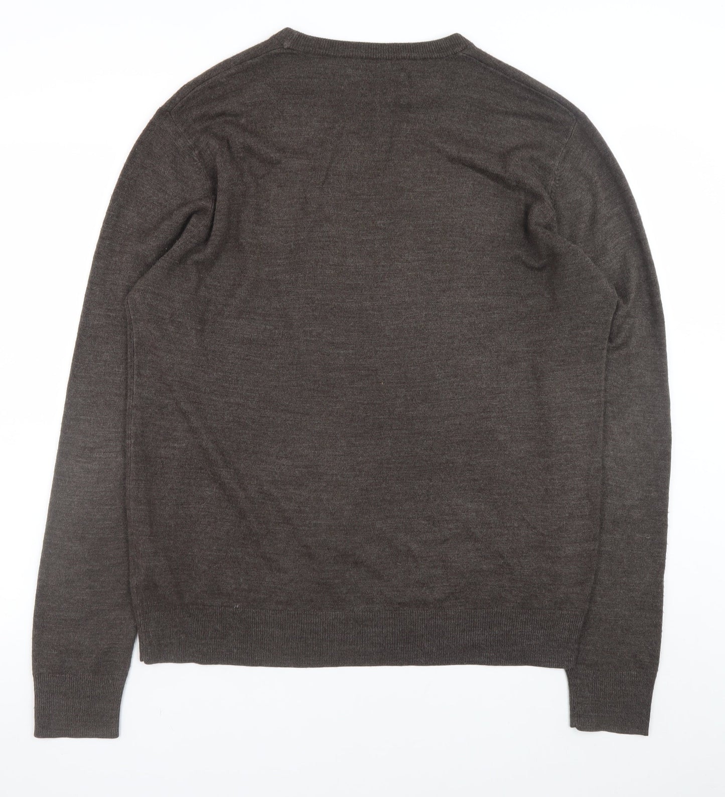 Atlantic Bay Men Brown L Supersoft Acrylic Crew Neck Jumper