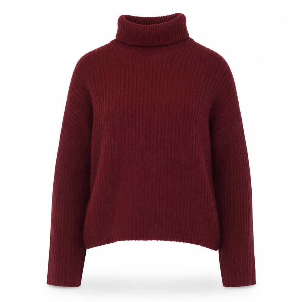 H&M Women Red Roll Neck Ribbed Knit Pullover Jumper Size L