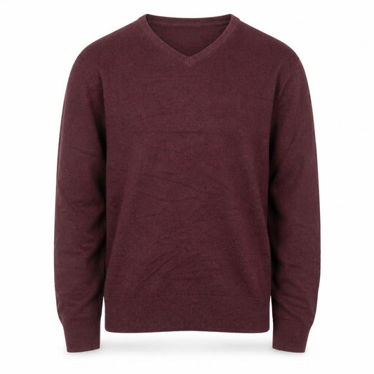 Peacocks Men's Red V-Neck Acrylic Jumper Size L