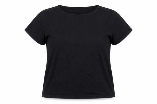Investments Women Black 18 Plus Short Sleeve Cotton Blend T-Shirt
