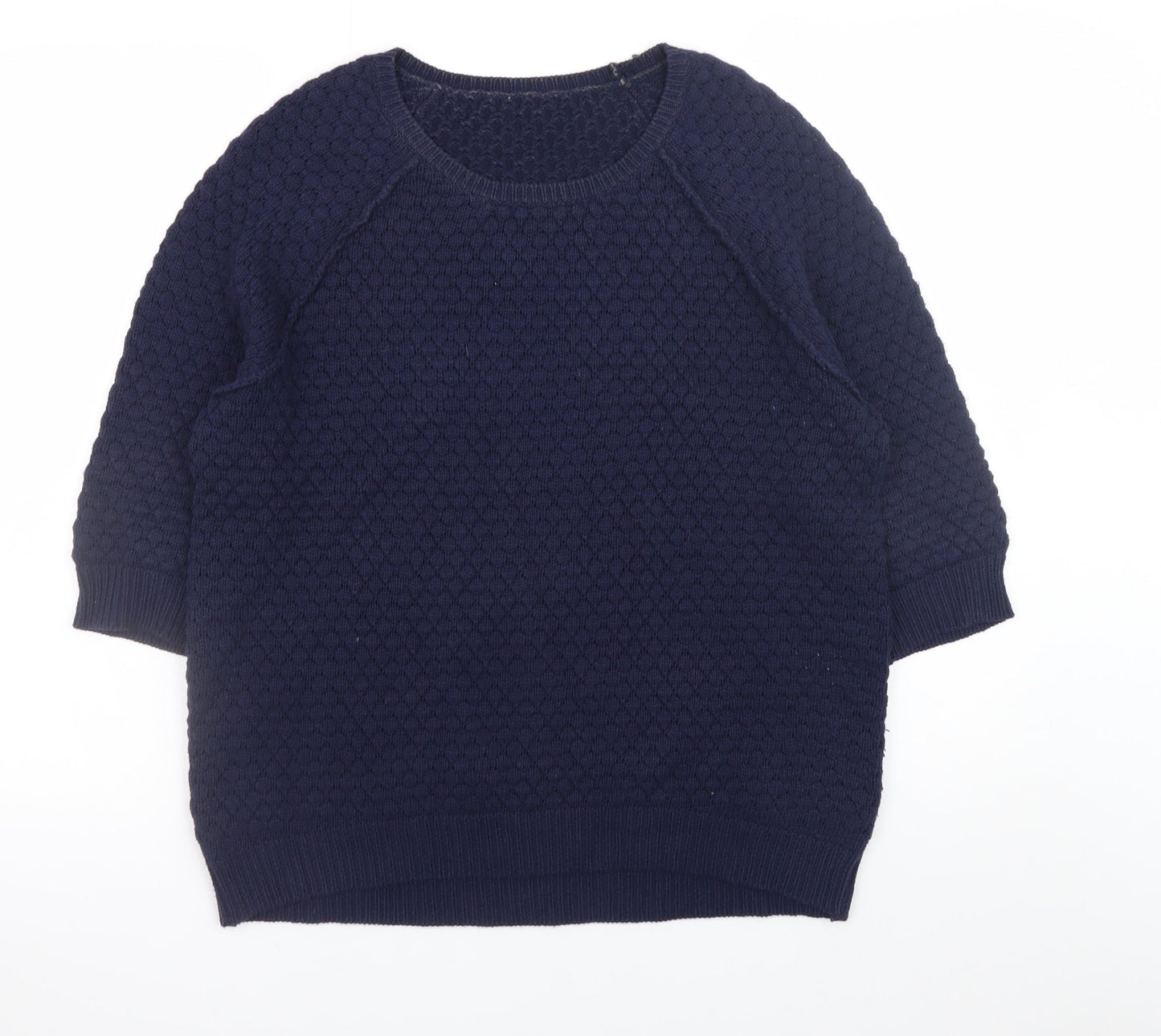 Whistles Women's Blue Knit Cotton Blend Crew Neck Jumper UK 10