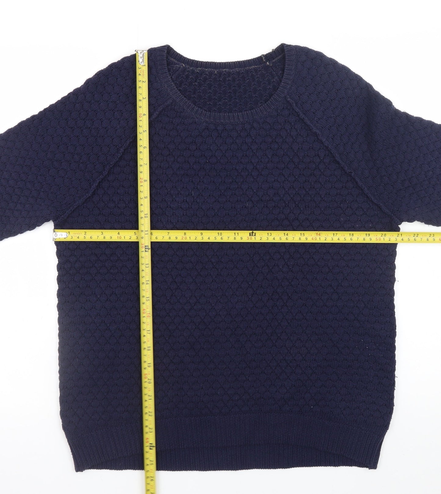 Whistles Women's Blue Knit Cotton Blend Crew Neck Jumper UK 10