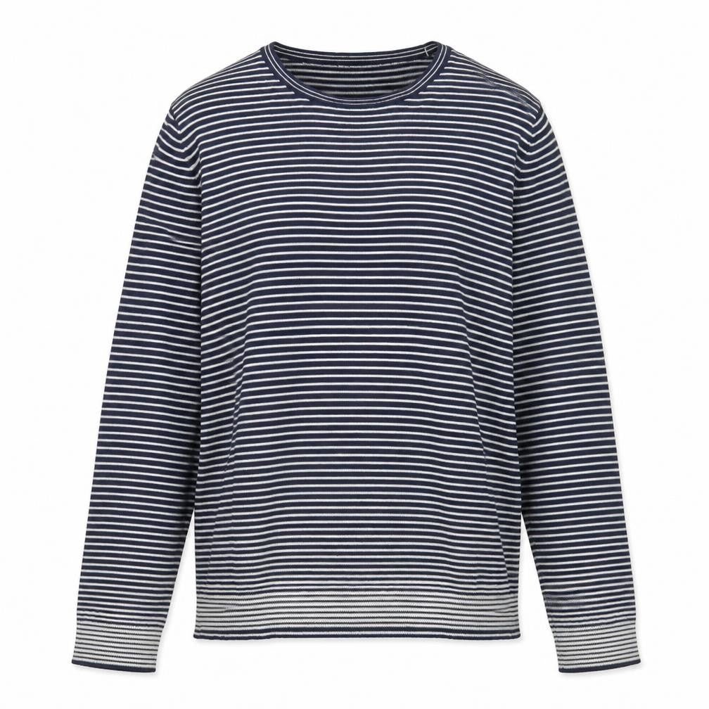 Marks & Spencer Women’s Blue Striped Cotton Crew Neck Jumper L