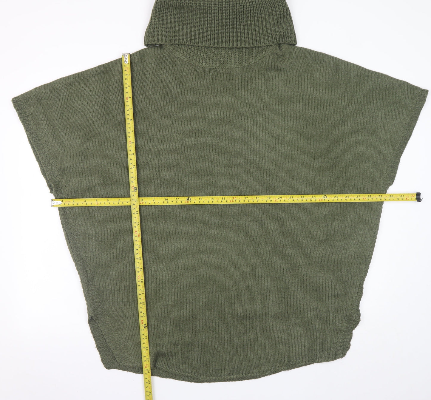 New Look Women's Green Roll Neck Sleeveless Cape Jumper Size 12