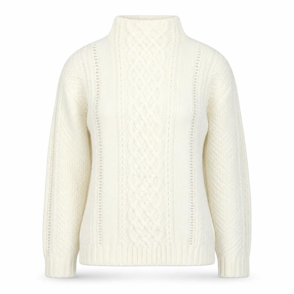 Tu Women Ivory Cable-Knit High Neck Jumper Size 12
