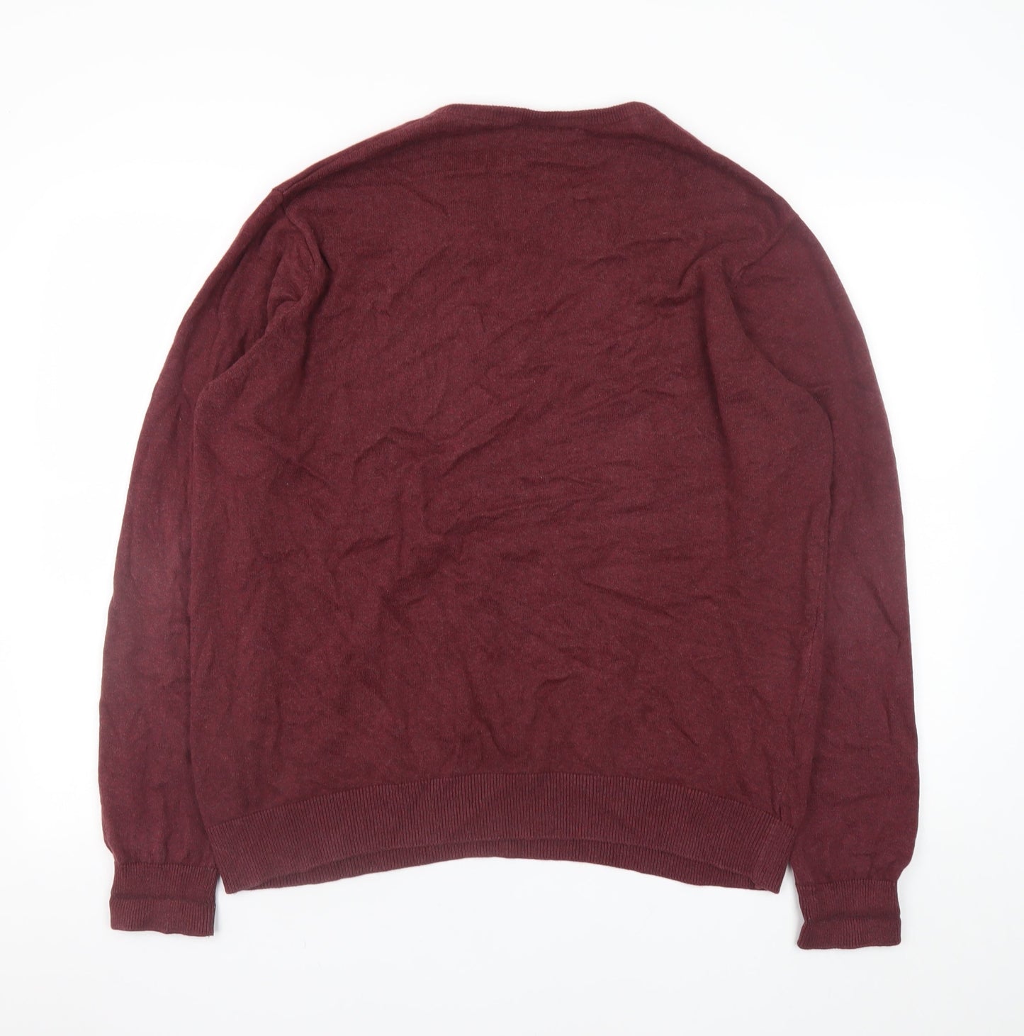 Haworth Men's Red V-Neck Cotton Jumper 2XL Regular Fit
