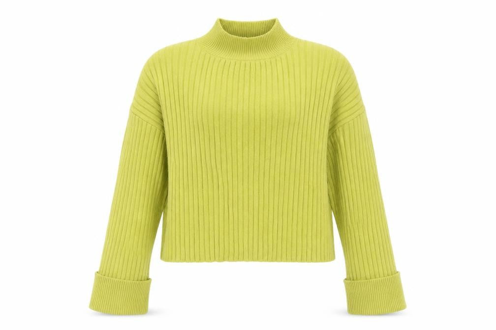 New Look Women Green Mock Neck Ribbed Knit Jumper Size S