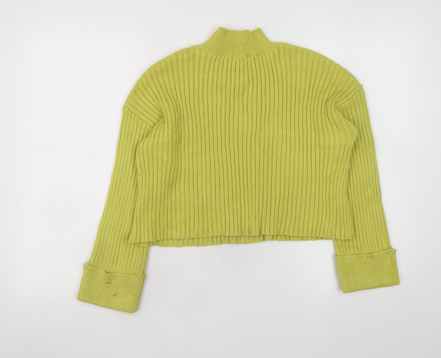New Look Women Green Mock Neck Ribbed Knit Jumper Size S