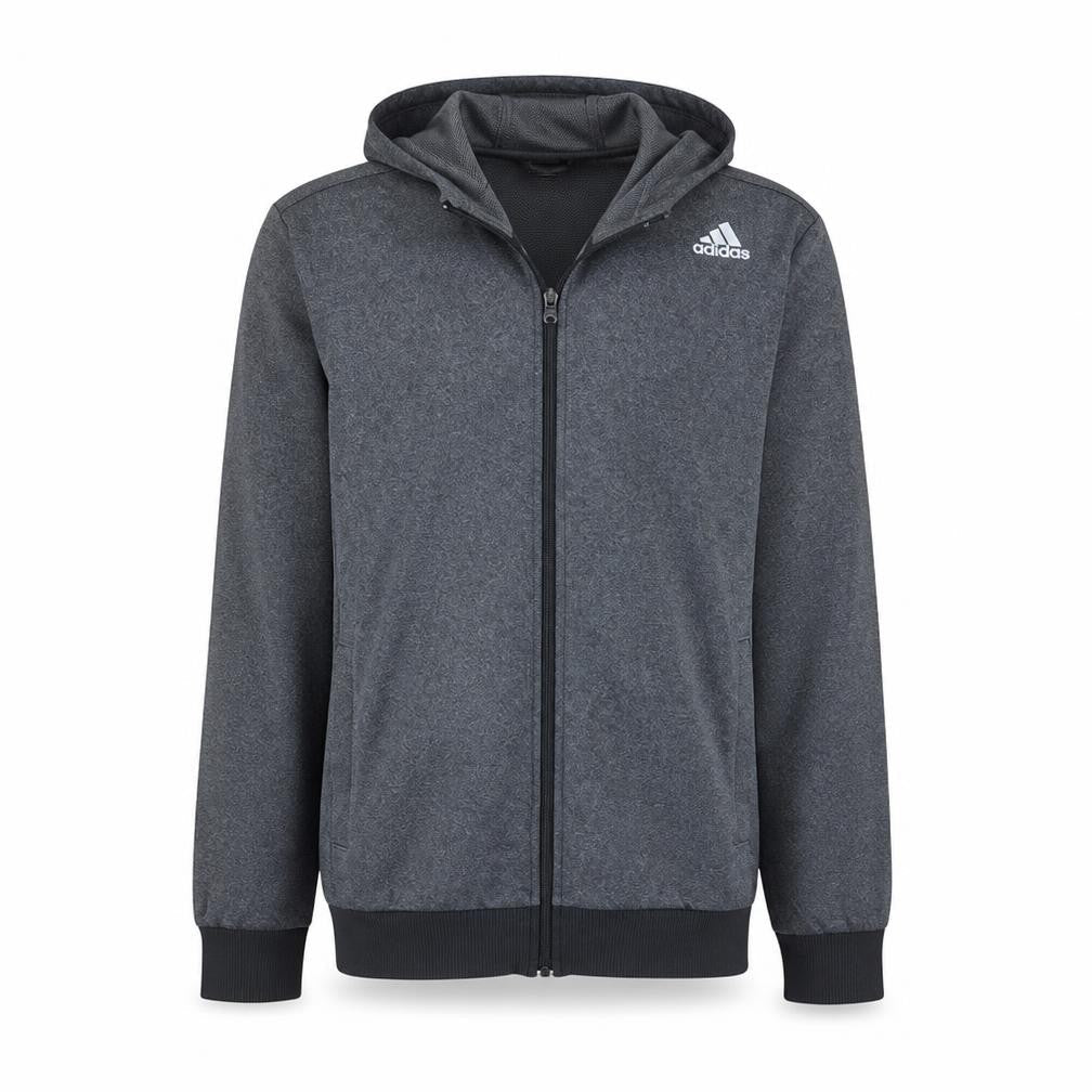 Adidas Men’s Grey Full Zip Hoodie S Regular Fit Sportswear