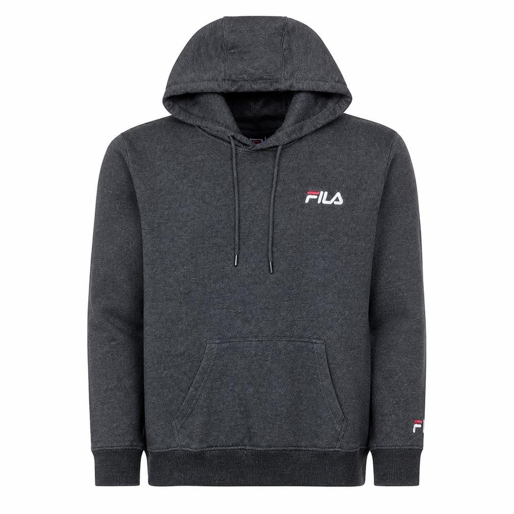 Fila Men's Grey Pullover Hoodie S Logo Fleece Sweatshirt
