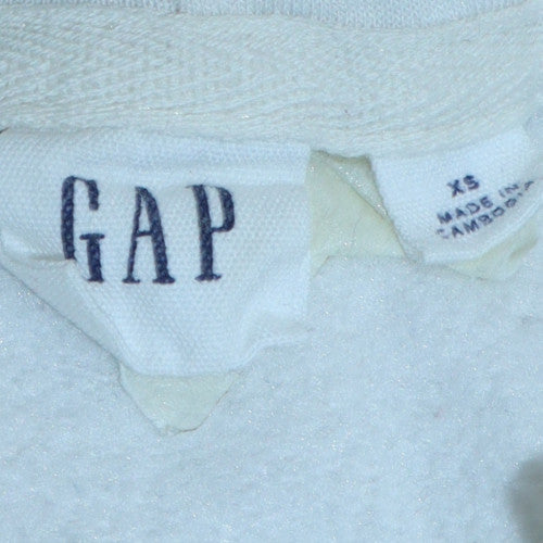 GAP Women's White Full Zip Hoodie XS Cotton Blend Logo Casual