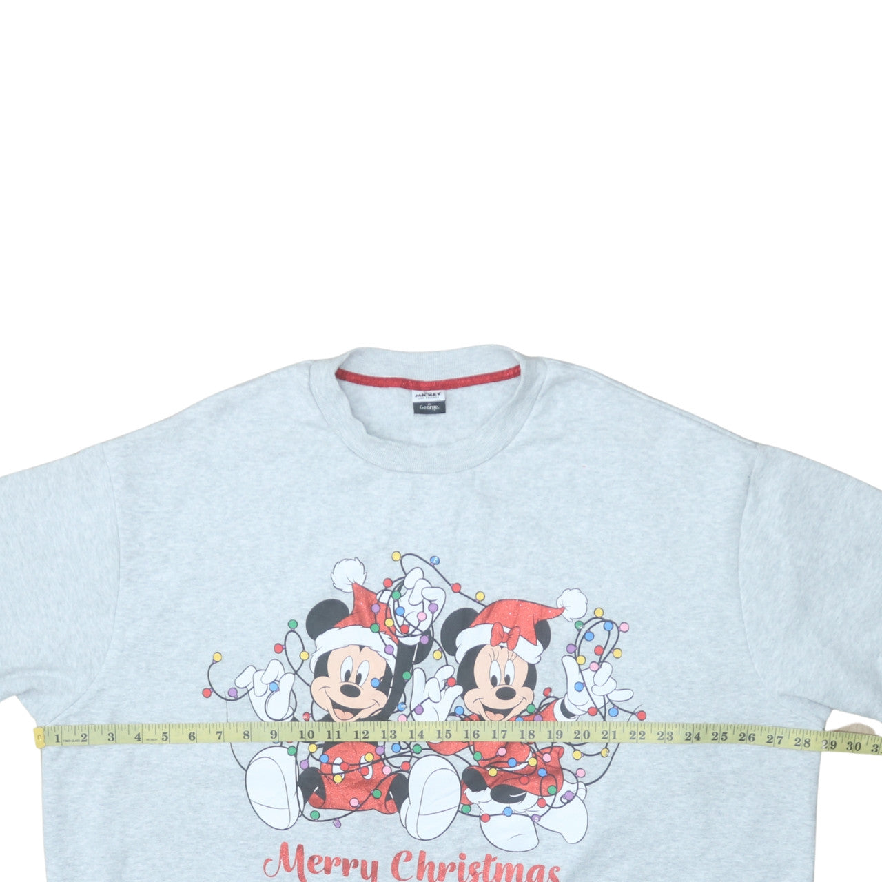 George Disney Women's Grey 2XL Mickey & Minnie Christmas Sweatshirt