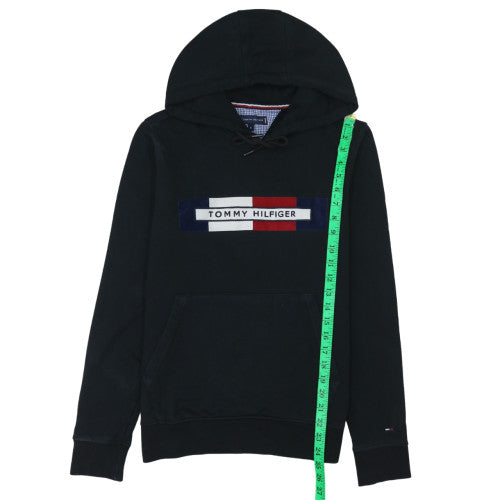 Tommy Hilfiger Men's Black Small Pullover Hoodie with Logo