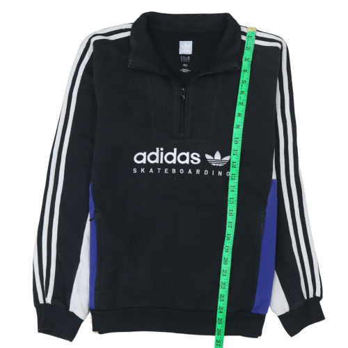 Adidas Mens Black 1/2 Zip Skateboarding Sweatshirt Size S