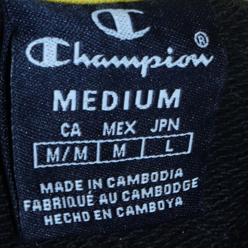 Champion Men's Black Yellow Colourblock Crew Neck Sweatshirt Medium