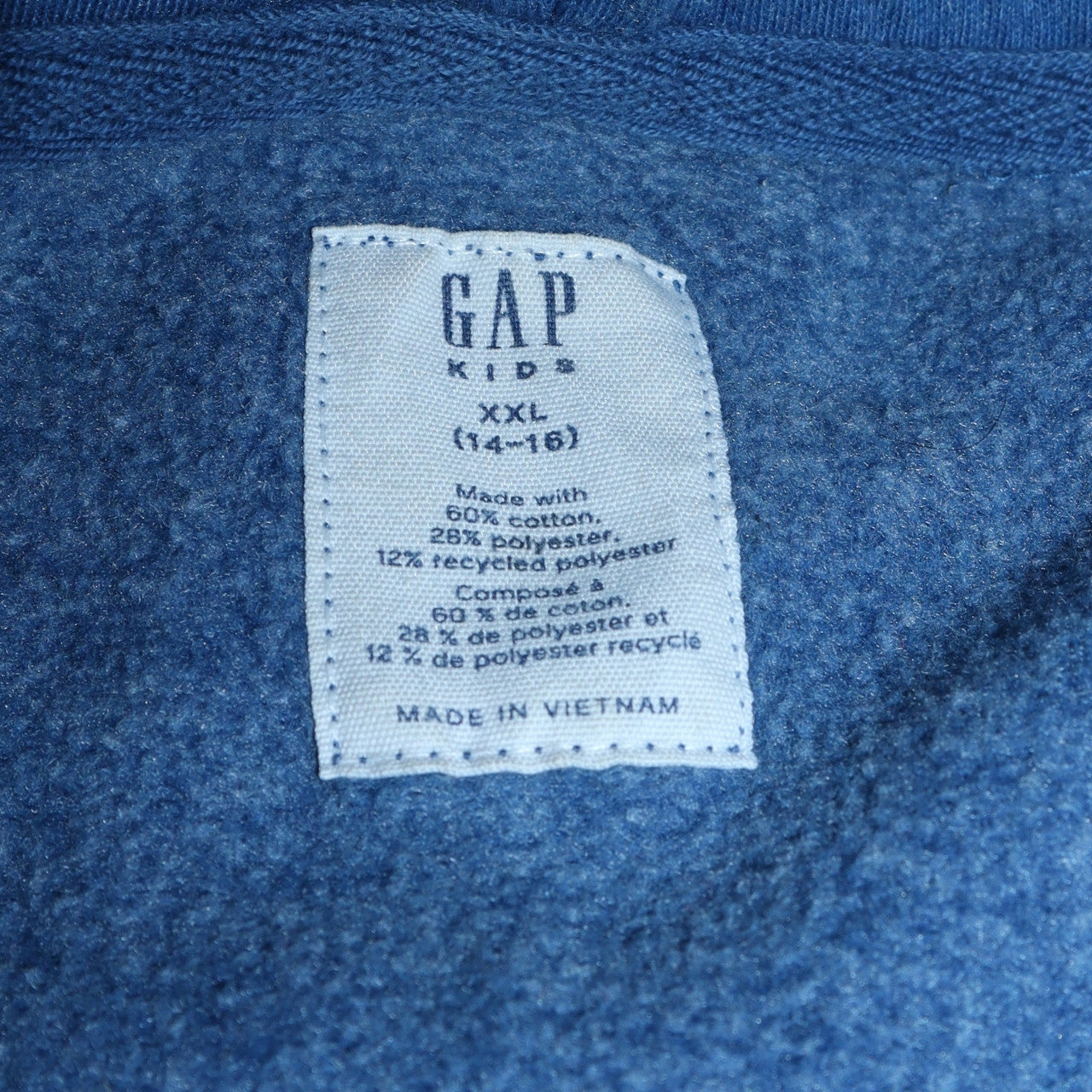 GAP Boys Blue Full Zip Hoodie 14-16 Years Logo Fleece Sweatshirt