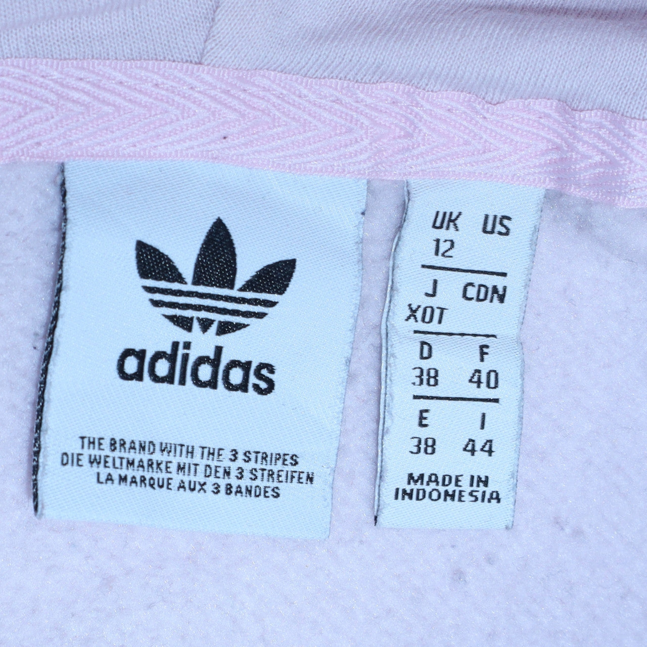 Adidas Women Pink Pullover Hoodie Size 12 Logo Casual Sweatshirt