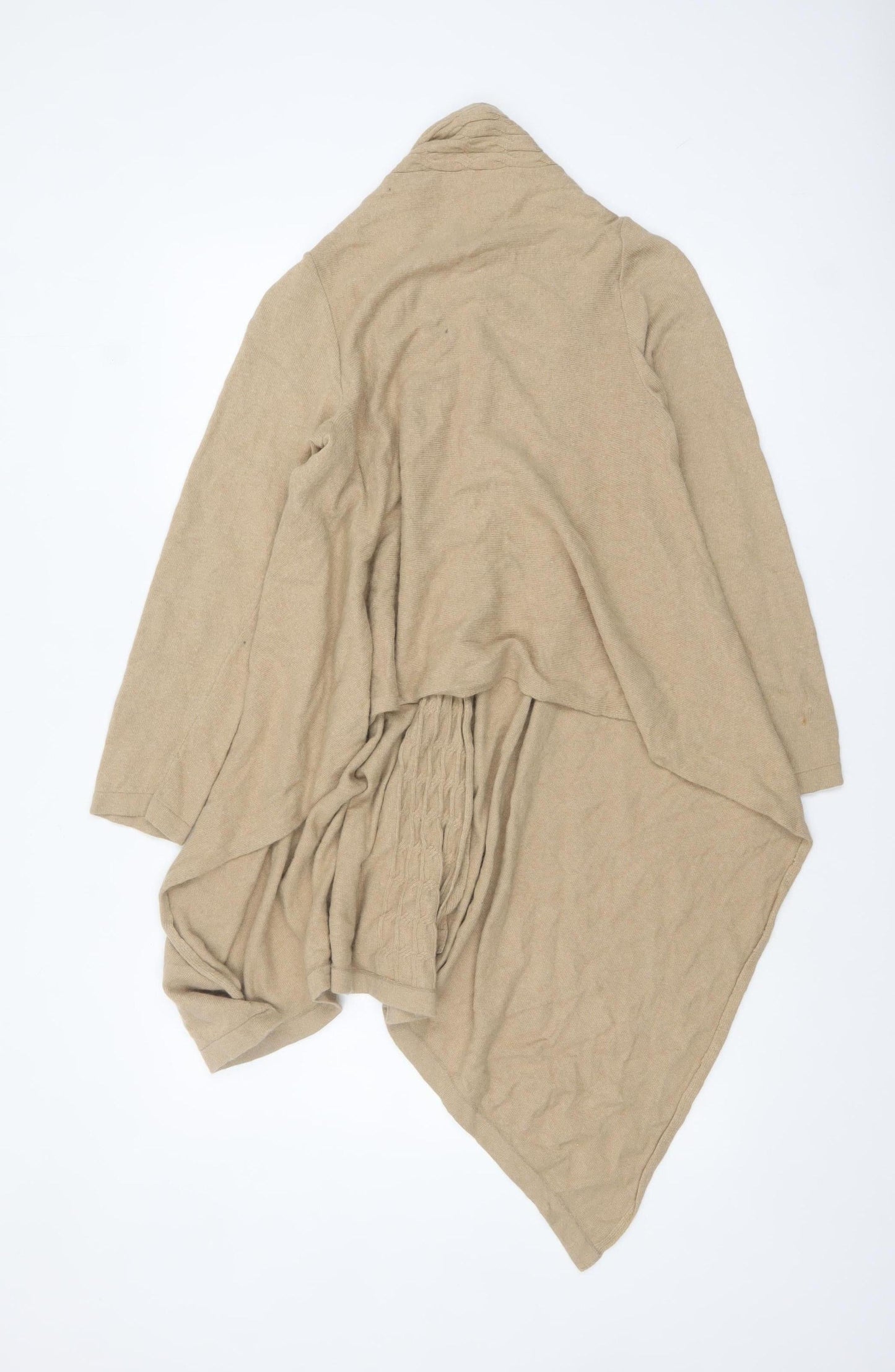 Marks and Spencer Women Beige Long Sleeve Cable-Knit Cardigan Size 14