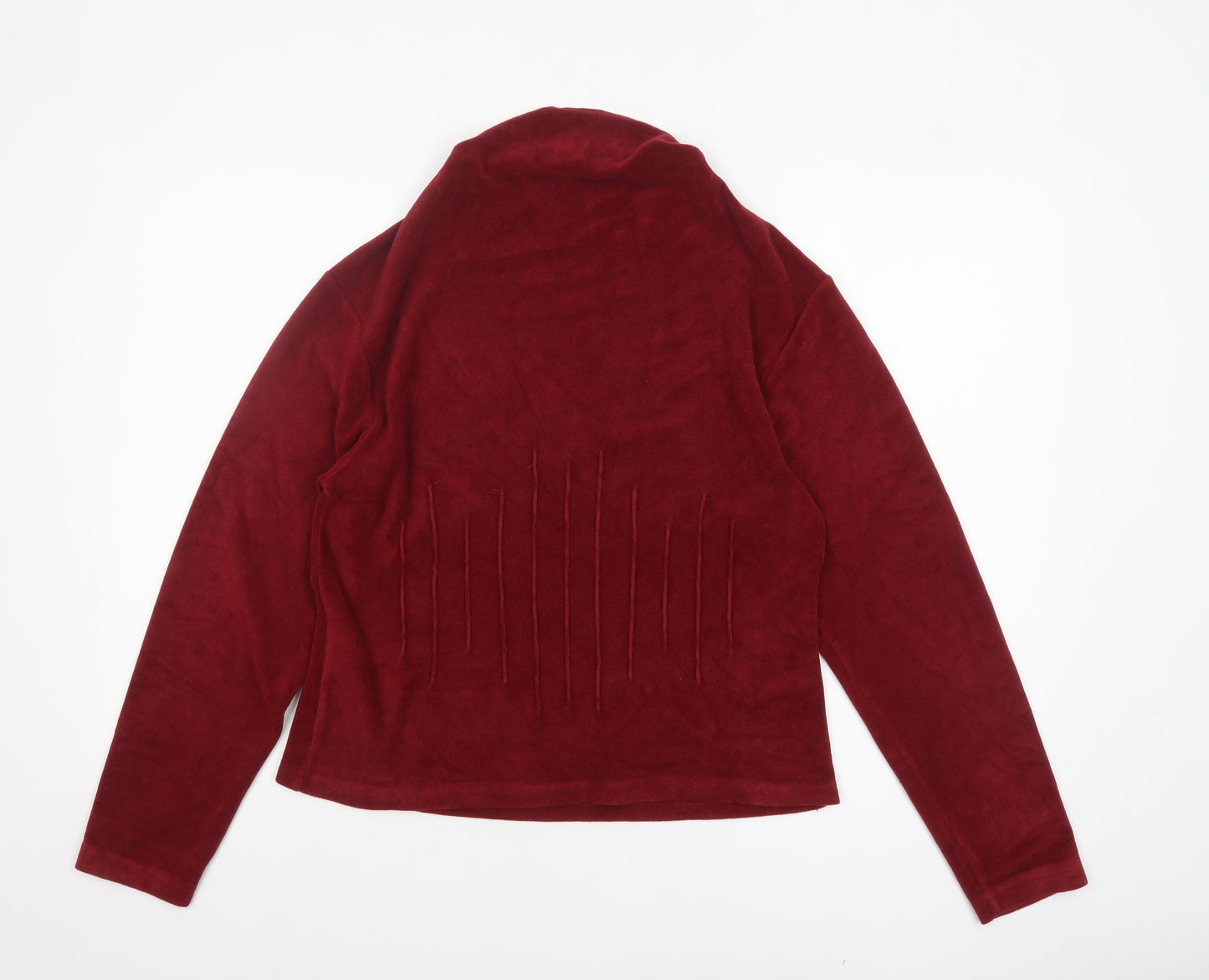 Marks and Spencer Per Una Women Red Velvet Roll Neck Long Sleeve Top Size 14
