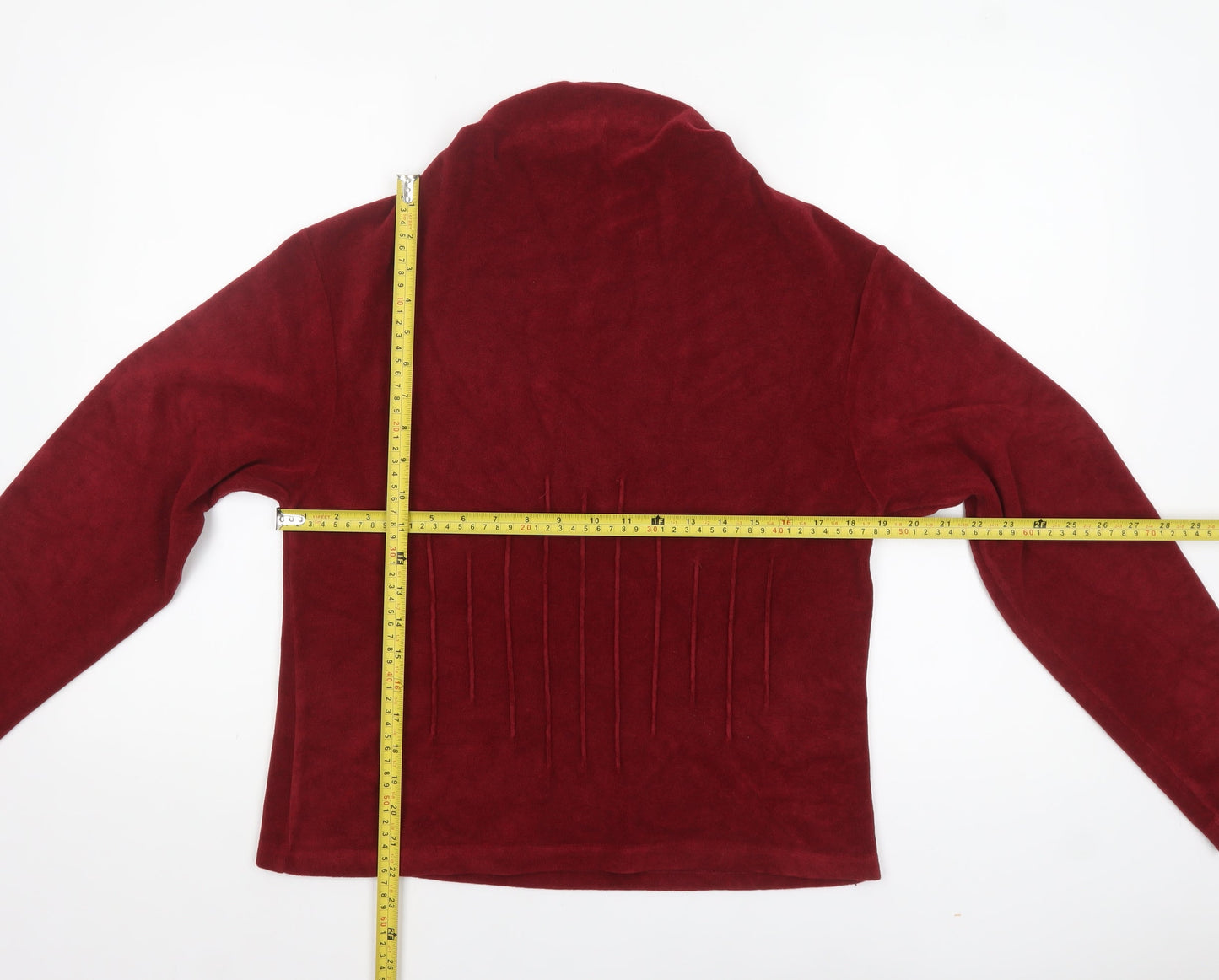 Marks and Spencer Per Una Women Red Velvet Roll Neck Long Sleeve Top Size 14