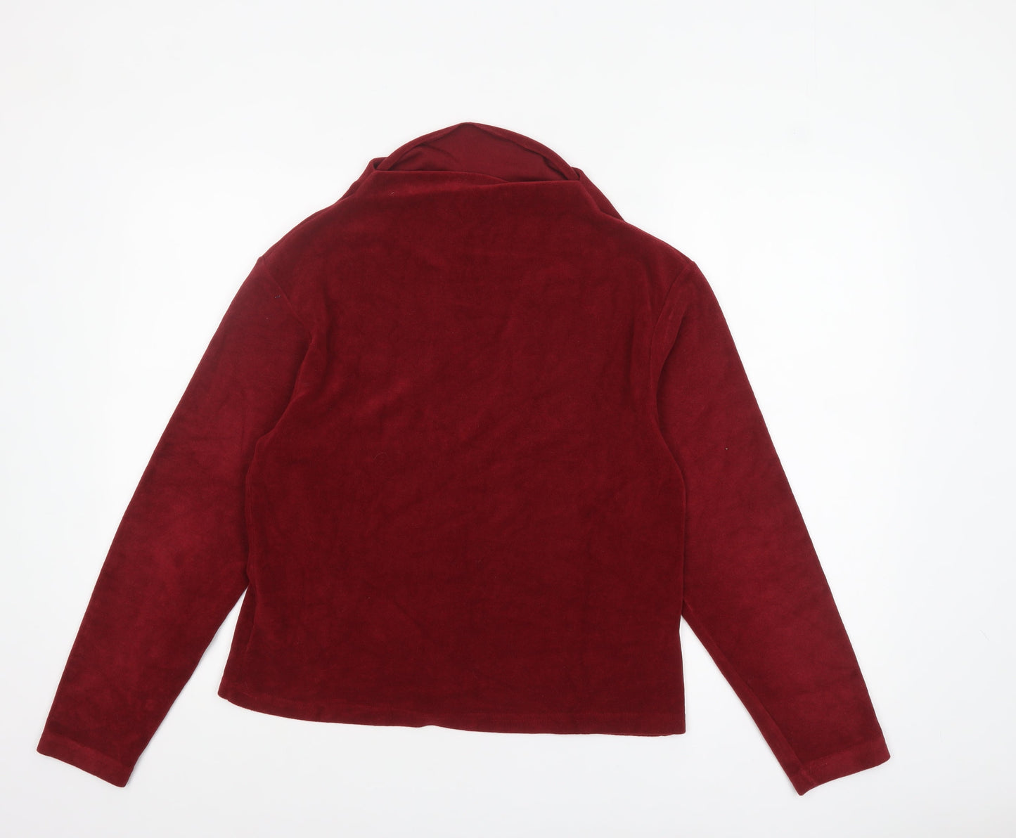 Marks and Spencer Per Una Women Red Velvet Roll Neck Long Sleeve Top Size 14