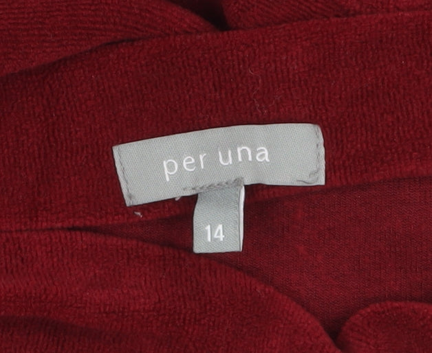 Marks and Spencer Per Una Women Red Velvet Roll Neck Long Sleeve Top Size 14