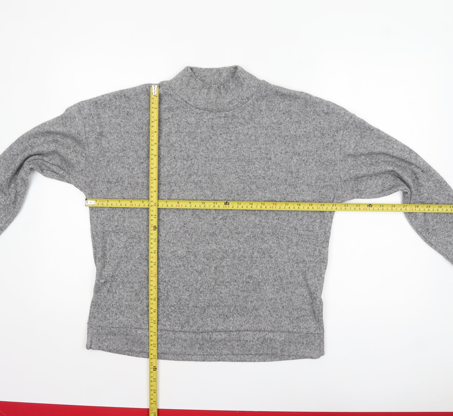 Marks and Spencer Women's Grey Mock Neck Long Sleeve Pullover Jumper Size 10