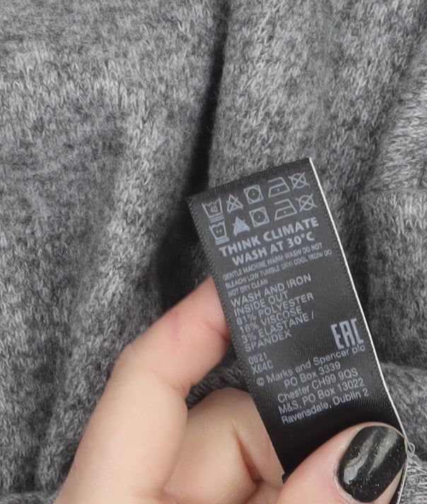 Marks and Spencer Women's Grey Mock Neck Long Sleeve Pullover Jumper Size 10