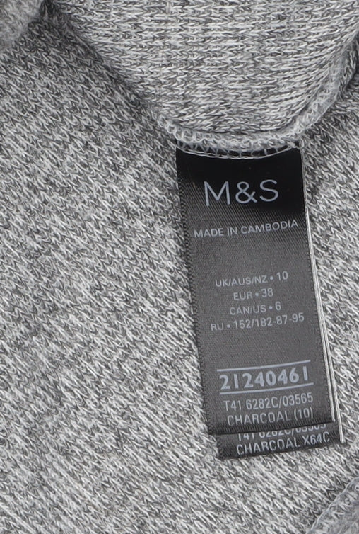 Marks and Spencer Women's Grey Mock Neck Long Sleeve Pullover Jumper Size 10