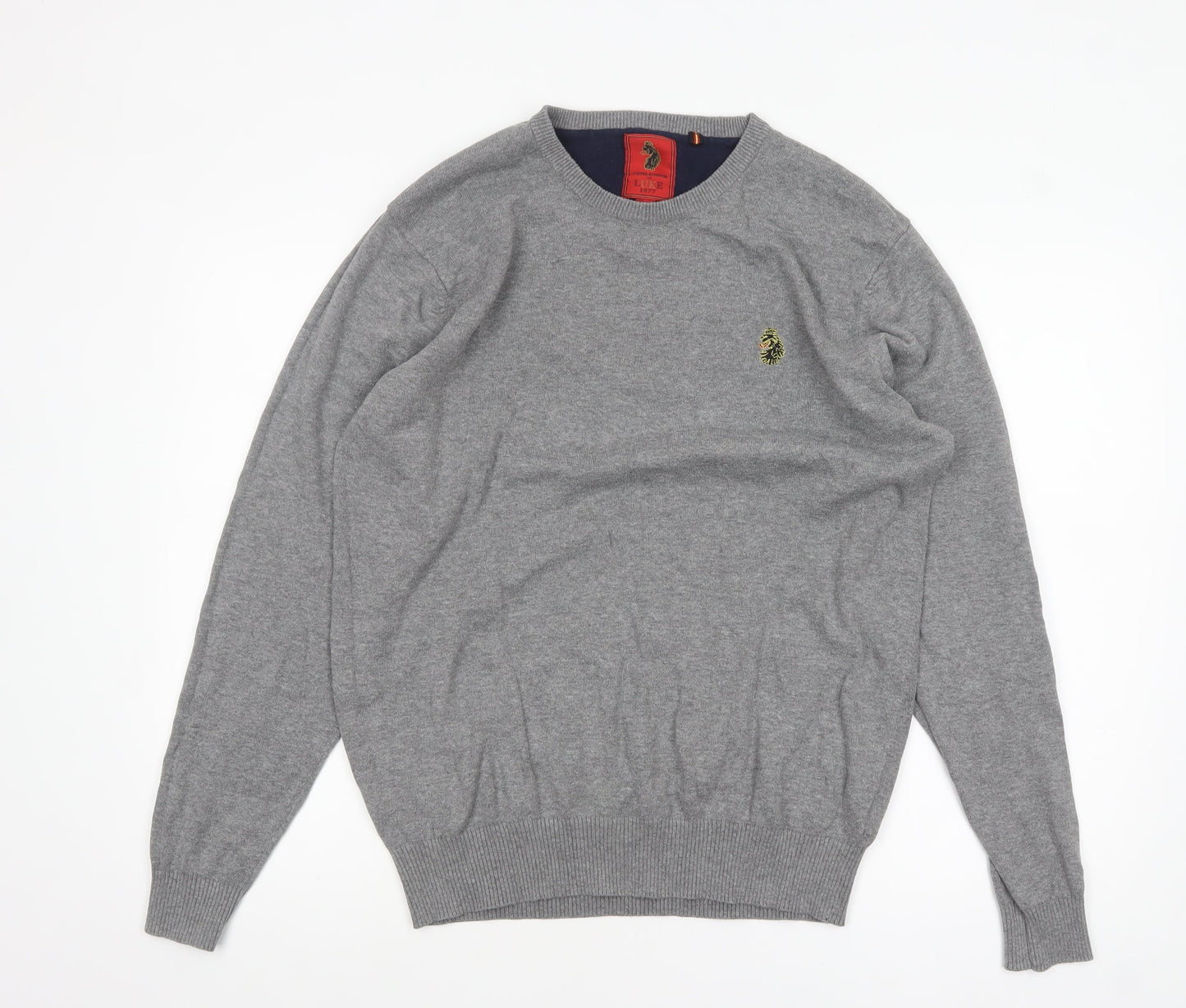 Luke 1977 Men’s Grey Cotton Crew Neck Pullover Jumper XL