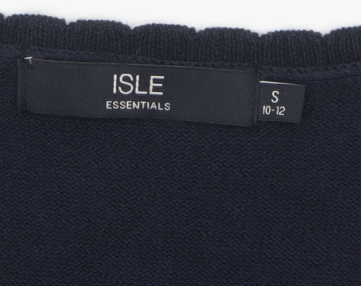 Isle Essentials Women's Black V-Neck Long Sleeve Cardigan Size S 10-12