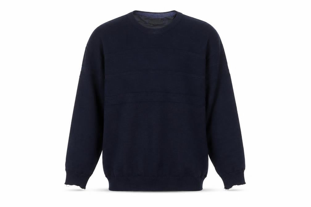Oakmont Men's Blue Wool Blend Crew Neck Pullover Jumper Size M