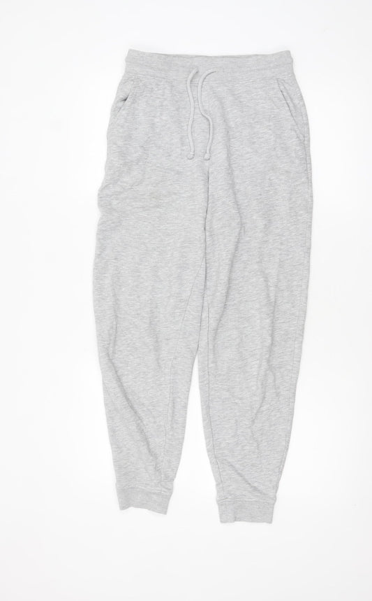 Marks and Spencer Womens Grey Cotton Jogger Trousers Size 8 Regular