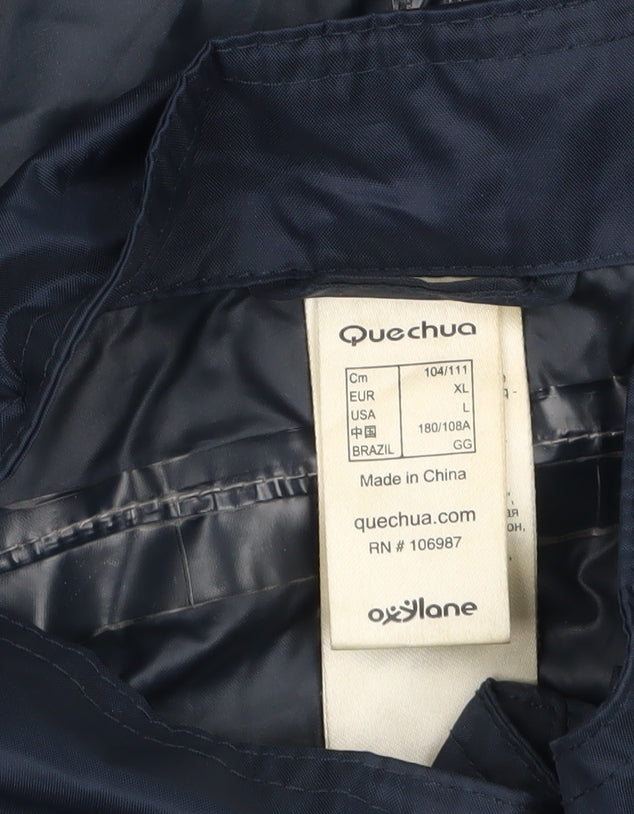 Quechua Men's Blue XL Hooded Lightweight Water Resistant Jacket