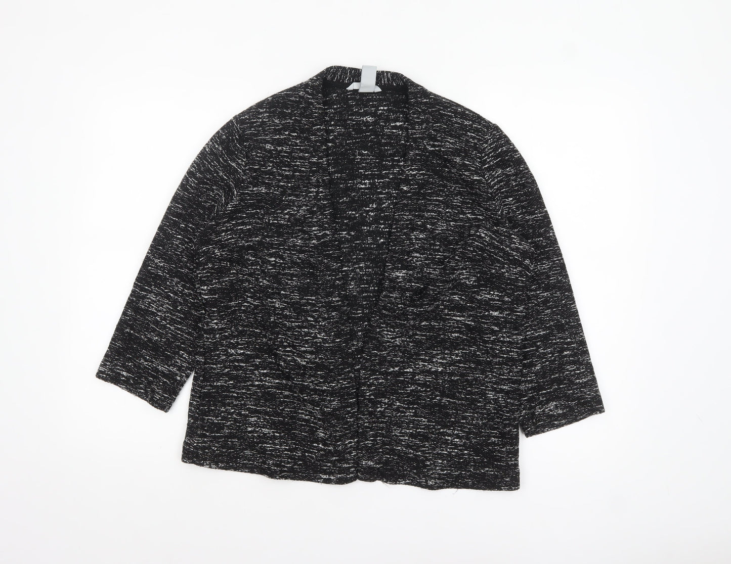 H&M Women’s Black Knit Open Jacket Size 14 Regular Fit