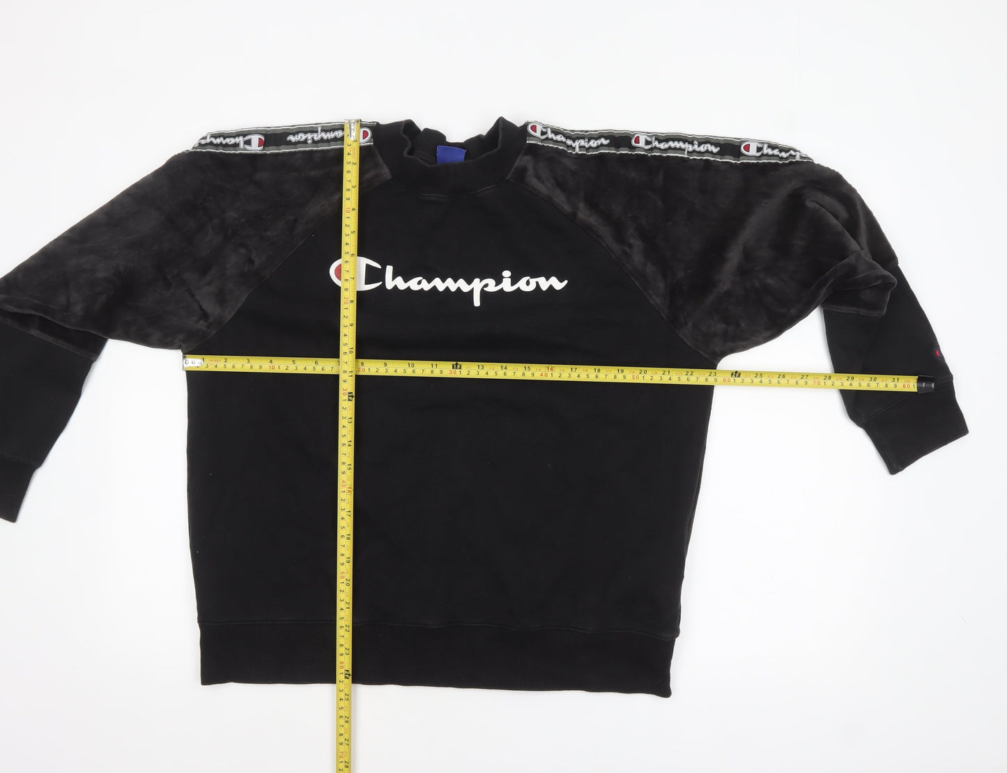 Champion Women’s Black XL Pullover Sweatshirt with Logo Tape Detail