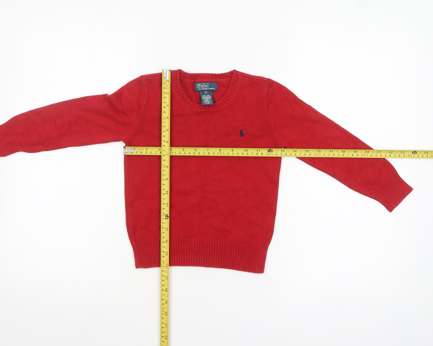 Polo Ralph Lauren Boys Red Cotton Crew Neck Jumper Size 5 Years