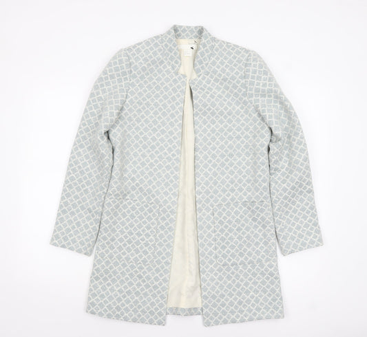 H&M Women’s Grey Geometric Mid-Length Woven Blazer Size UK 6