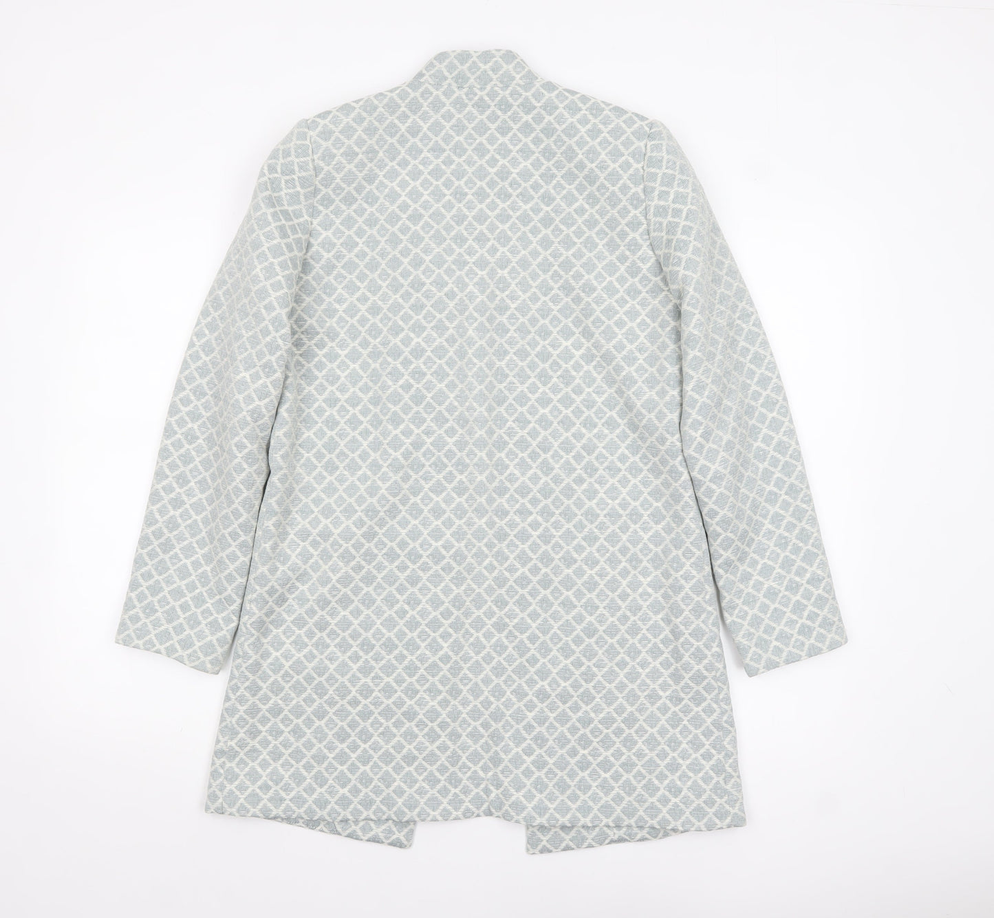 H&M Women’s Grey Geometric Mid-Length Woven Blazer Size UK 6