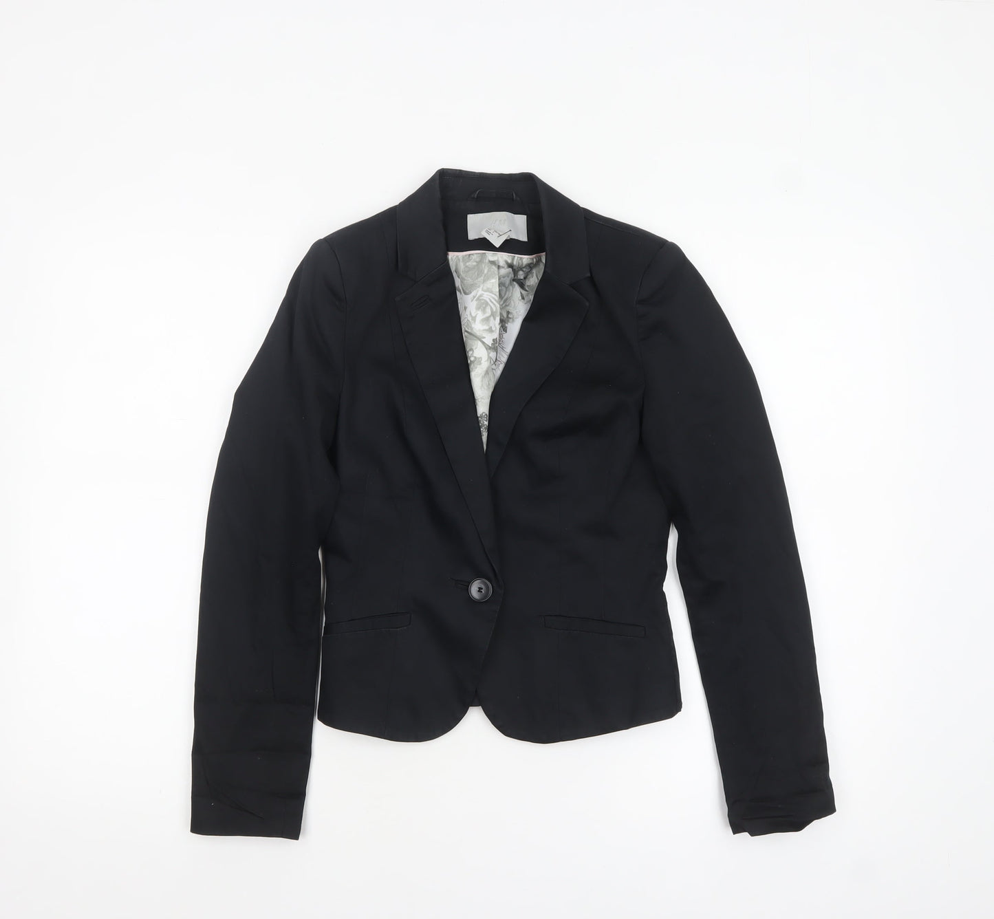 H&M Women Black Fitted Suit Jacket Size 10 Classic Blazer