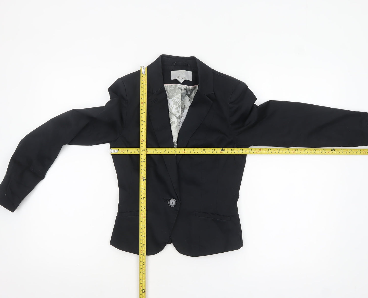 H&M Women Black Fitted Suit Jacket Size 10 Classic Blazer