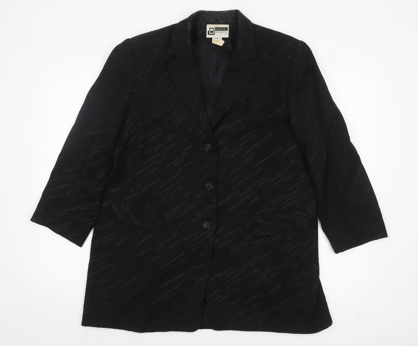 Delicate Different Women Black Size 16 Single-Breasted Blazer Jacket