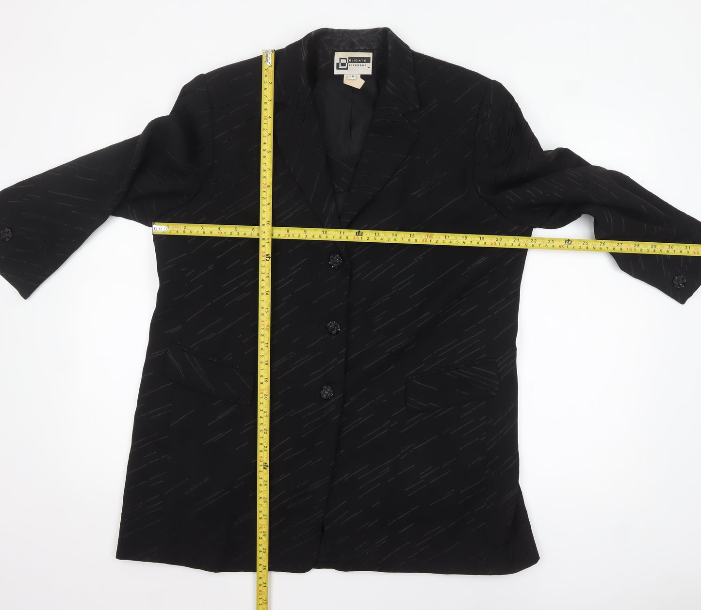 Delicate Different Women Black Size 16 Single-Breasted Blazer Jacket