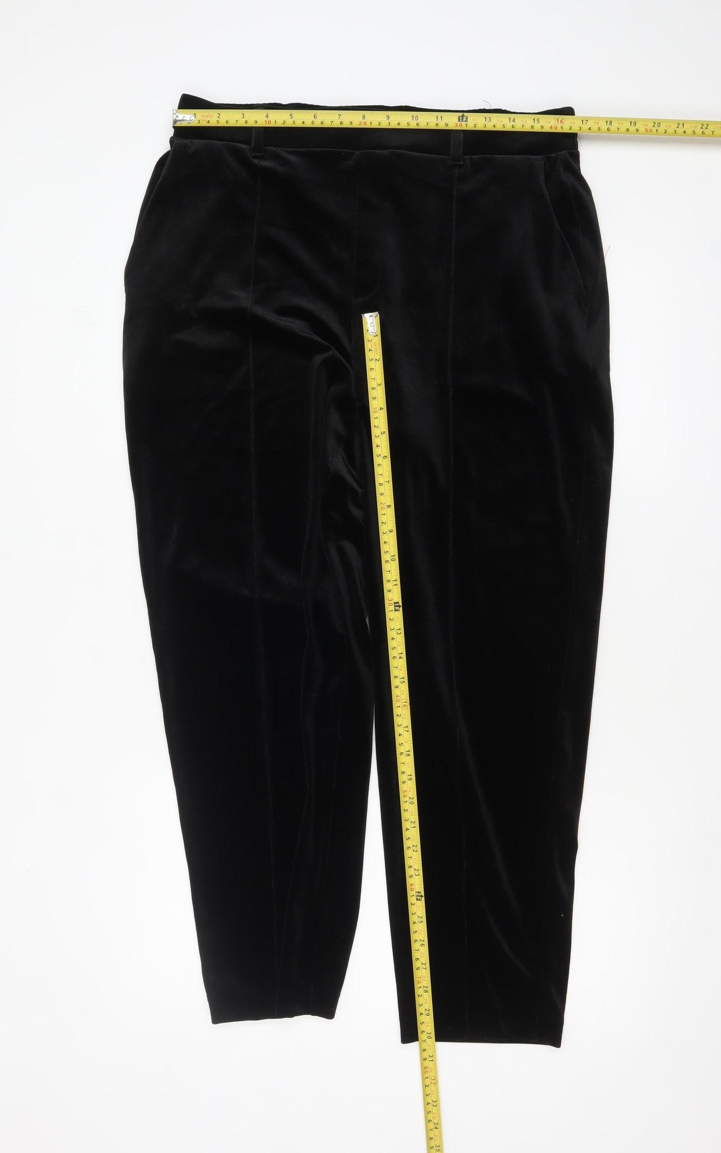 Lands' End Women's Black Velvet Tapered Trousers Size M