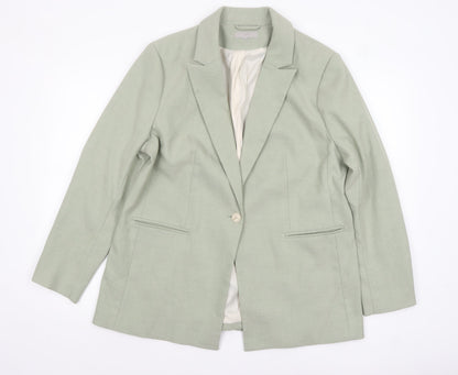 H&M Women Green One Button Tailored Blazer Size 16