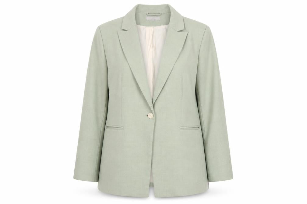 H&M Women Green One Button Tailored Blazer Size 16