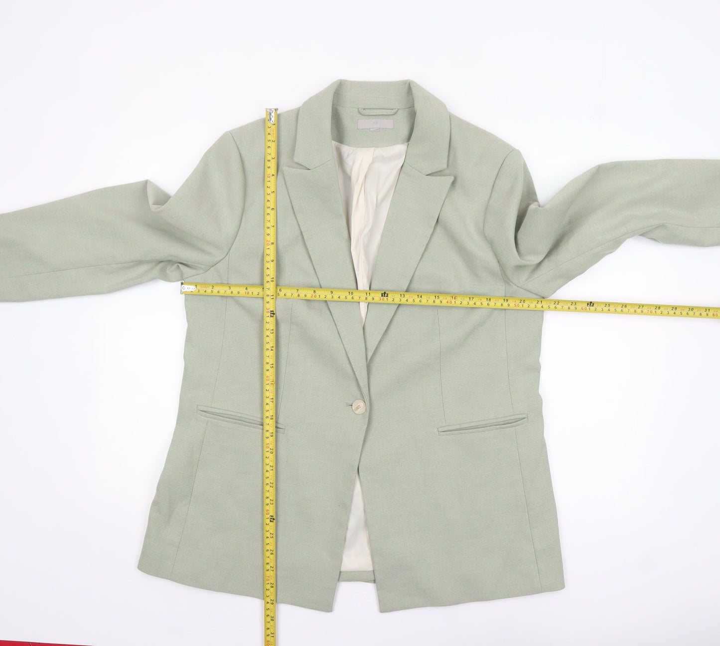 H&M Women Green One Button Tailored Blazer Size 16