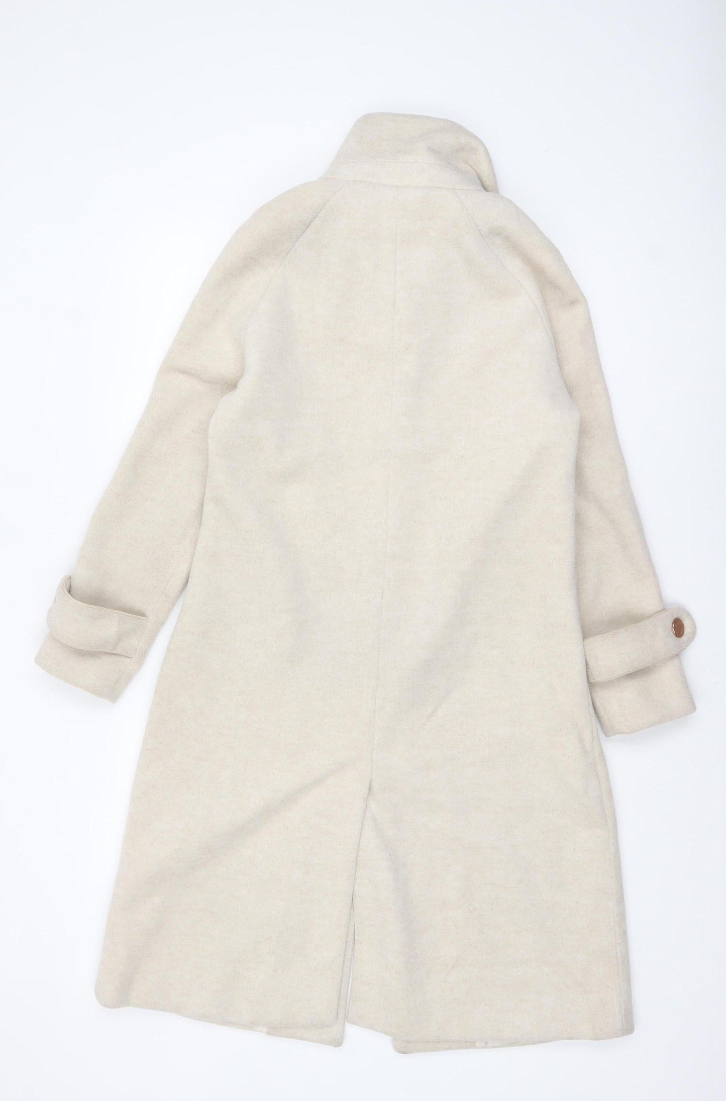 Code Women Beige Long Overcoat Size 12 Polyester Blend