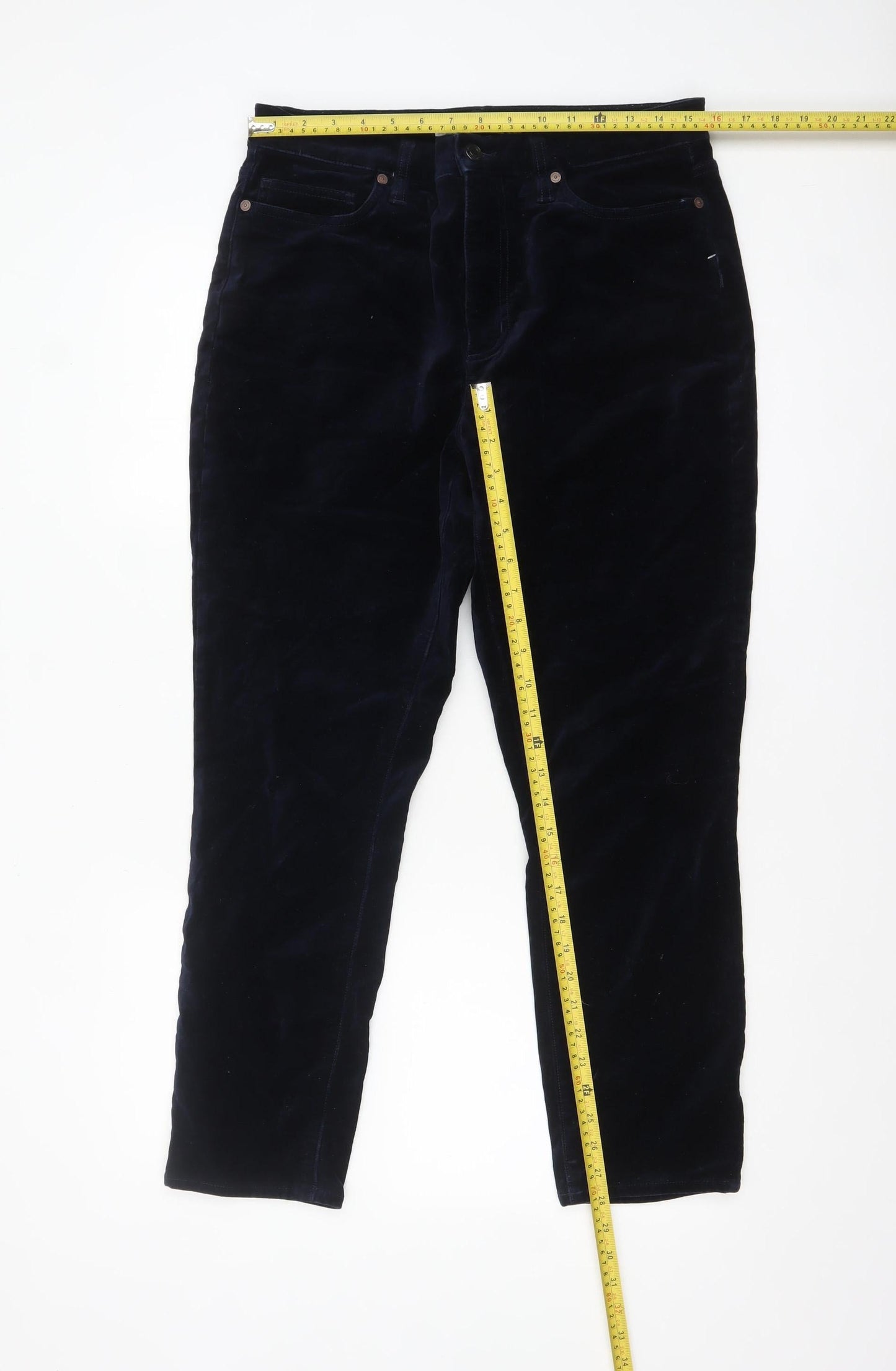 Lands' End Womens Blue Velvet Slim Trousers Size 14-16